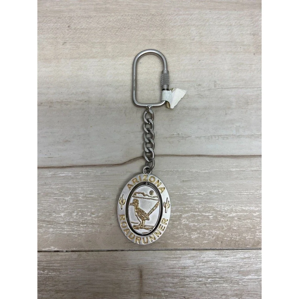 Vintage Arizona Roadrunner Spinner Keychain Travel Souvenir
